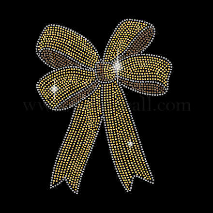 SUPERDANT Yellow Bow Iron on Rhinestone T-Shirt Teen Girls Bow Crystal Heat Transfer Hot fix Rhinestone Bling DIY Decals for Clothing T-Shirts Vest Shoes Hat Jacket DIY Accessories DIY-WH0303-117-1