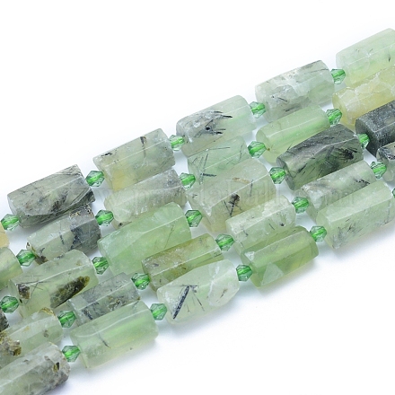 Frosted Natural Prehnite Beads Strands G-L552C-04-1