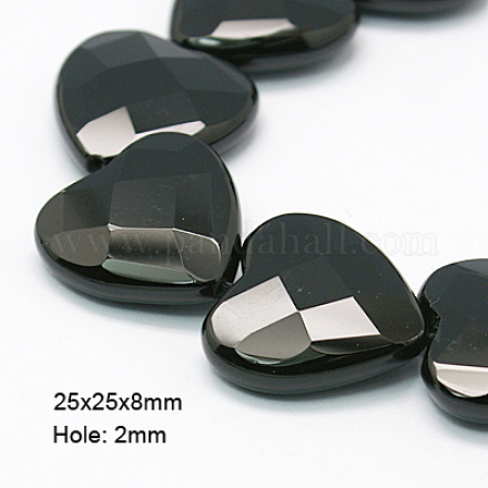 Natural Black Onyx Beads Strands G-E039-FH-25x25x8mm-1