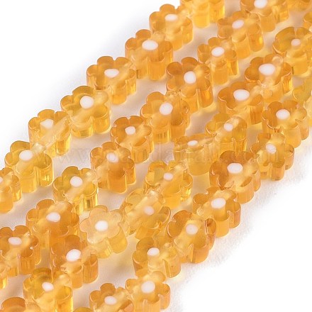 Chapelets de perle de millefiori en verre manuelles LAMP-J035-4mm-05-1