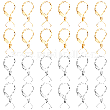 Unicraftale 40 pièces 2 couleurs 304 accessoires de boucles d'oreilles à levier en acier inoxydable avec pendentif bélières broches boucles d'oreilles en métal de 0.8mm accessoires de boucles d'oreilles à levier pour la fabrication de bijoux couleur acier inoxydable doré STAS-UN0038-64-1
