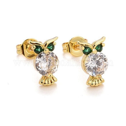 Rack Plating Brass Micro Pave Cubic Zirconia Stud Earrings EJEW-F278-01A-G-1
