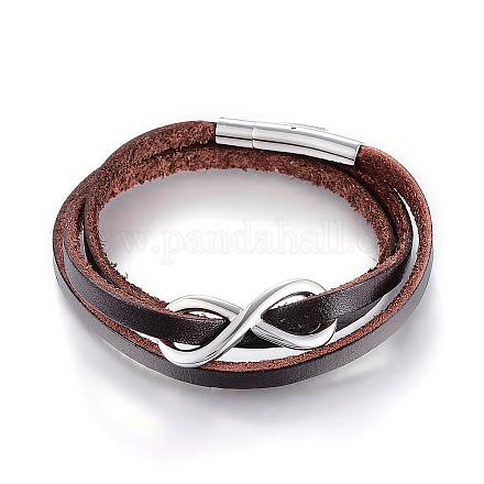 Leather Cord Wrap Bracelets BJEW-K141-07A-1