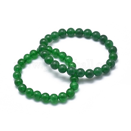 Bracelets extensibles de perles de jade de malaisie naturelle (teints) BJEW-K212-C-013-1