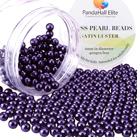 Pearlized Glasperlen runde Perlen HY-PH0001-6mm-099-1