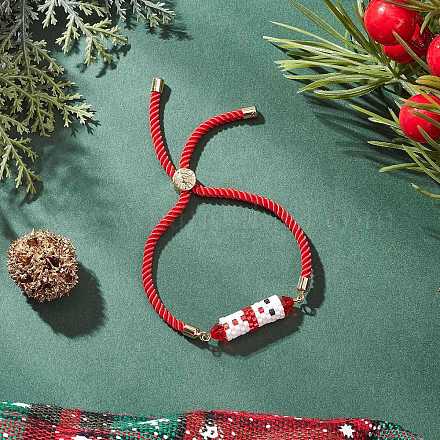 Рождественские браслеты-слайдеры ручной работы из стеклянных бусин BJEW-MZ00226-03-1
