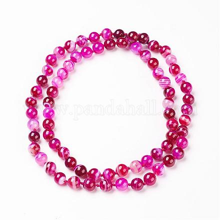 Natural Dyed Agate Multi-strand Necklaces NJEW-F136-B-02-1