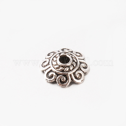 Capuchon de perle en alliage de style tibétain à plusieurs pétales TIBE-O004-13AS-LF-1