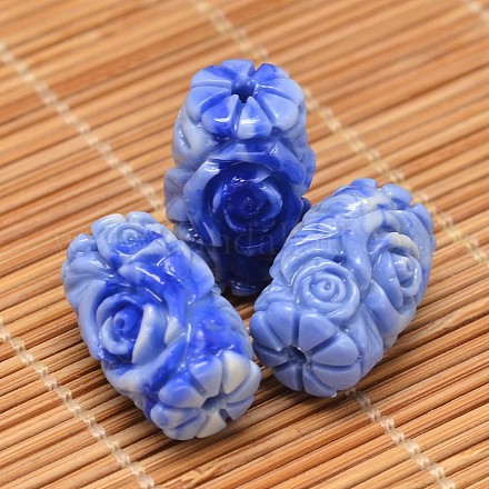 Dyed Carved Column Synthetic Coral Beads CORA-O004-01A-1