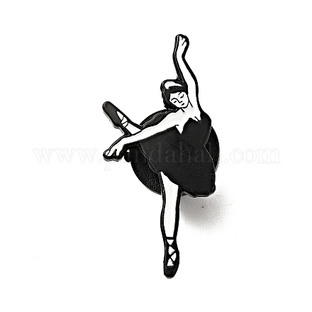 創造的なダンスのテーマのエナメルピン  バックパックの服のための電気泳動の黒い合金のブローチ  ホワイト  ダンサー模様  30x13x1.2mm JEWB-G017-02EB-01-1