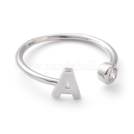 Латунные кольца из манжеты с прозрачным цирконием RJEW-Z005-A-P-1