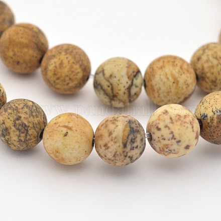 Chapelets de perles en jaspe avec images naturelles G-G735-16F-8mm-1