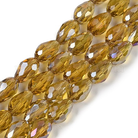 Прозрачные стеклянные бусины гальваническим пряди X-EGLA-N013-T10mm-B08-1