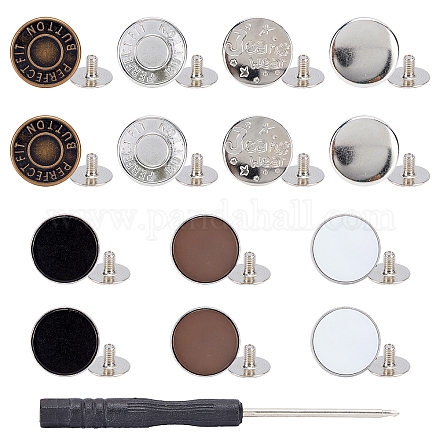PandaHall Elite Flat Round Zinc Alloy Scalable & Removable Jean Button FIND-PH0002-14-1