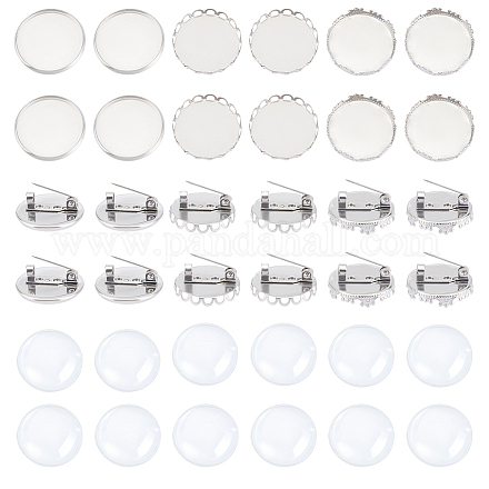 UNICRAFTALE 30 Set Fai Da Te Kit per Realizzazione di Spilla A Cupola Vuota Vassoi per Spilla Da 20 mm con Farfalla Sul Retro Spilla Cabochon