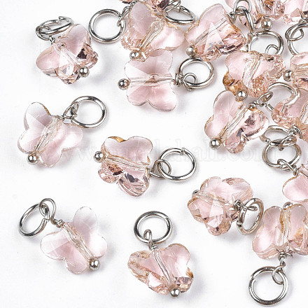 Faceted Transparent Glass Charms GLAA-T024-06K-1