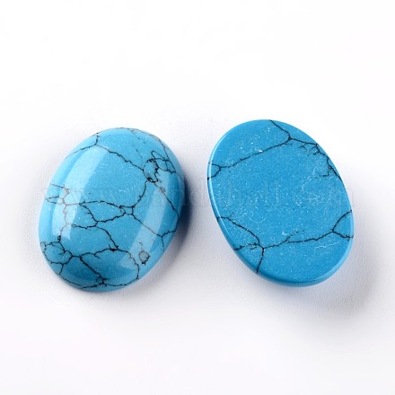 Ovales cabochons turquoises synthétiques G-I171-18x25mm-05-1
