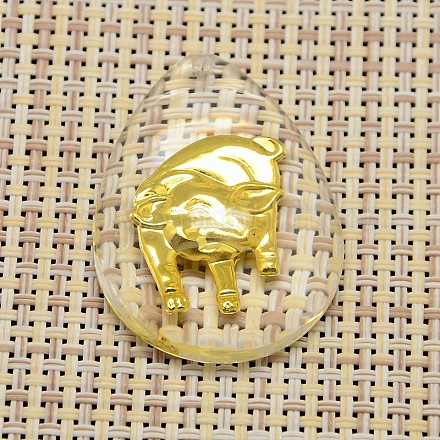 Plateada de oro con incrustaciones de latón colgantes de cristal transparente GLAA-I003-12-1