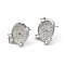 Brass Micro Pave Clear Cubic Zirconia Flat Round Stud Earring Findings, with 925 Sterling Silver Pins, Platinum, Tray: 12.5x10.5mm, 17x13.5mm, Pin: 1mm and 12x0.8mm.