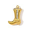 304 Stainless Steel Rhinestone Pendants, Boots Charms, Ion Plating(IP), Real 18K Gold Plated, Crystal, 19x13mm
