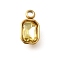 304 Stainless Steel Pendants, with Rhinestone, Real 18K Gold Plated, Ion Platint(IP), Rectangle, Light Topaz, 10.5x5.5x3.5mm, Hole: 1.8mm