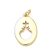 Brass Pendants, Oval Charms, Long-Lasting Plated, Cadmium Free & Lead Free, Real 18K Gold Plated, Cross, 20.5x13x2mm, Jump Ring: 5x1mm, Inner Diameter: 3mm