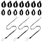 16 Strands Rubber Lanyard Straps, with Plastic Findings, with 16Pcs Silicone Pendant, for Electronic Stylus & Lighter Making, Black, 2.2x0.8x0.27cm, Inner Diameter: 1.8cm