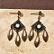 Electroplated Brass Chandelier Earrings, Rhombus, Antique Bronze, 49x23mm