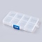 Plastic Bead Containers, 8 compartments, Rectangle, Clear, 13x8.4x1.75cm