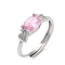 Adjustable Brass with Cubic Zirconia Solitaire Rings, Candy, US Size 8 1/2(18.5mm)