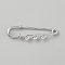 Steel Heavy Duty Safety Pins Brooch Pins, Stainless Steel Color, 50x15x7mm, Hole: 1.8mm, 3 Loops