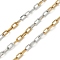 304 Stainless Steel Two Tone Cable Chains, Ion Plating(IP), Soldered, with Spool, Golden & Stainless Steel Color, 5.5x3x1mm