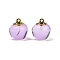 Transparent Glass Apple Pendants, with Enamel, Baking Paint, Medium Orchid, 15.5x14x14mm, Hole: 1.2mm