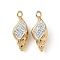 304 Stainless Steel Clay Rhinestone Pendants, Conch, Real 14K Gold Plated, 22.5x9x8mm, Hole: 1.8mm