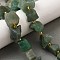 Raw Rough Natural Green Aventurine Beads Strands, Nuggets, with Seed Beads, 14~28x15~25x10~27mm, Hole: 1.2~1.4mm, about 9~10pcs/strand, 7.76''~8.07''(19.7~20.5cm)