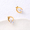 Stainless Steel Oval Stud Earrings, with Rhinestone, Golden