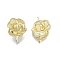 Alloy Stud Earring Findings, with Vertical Loops and 304 Stainless Steel Pins, Flower, Cadmium Free & Nickel Free & Lead Free, Light Gold, 15.5x15mm, Hole: 1.2mm, Pin: 0.7mm