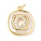 Rack Plating Brass Micro Pave Clear Cubic Zirconia Pendants, with Shell, Cadmium Free & Lead Free, Long-Lasting Plated, Real 18K Gold Plated, with Jump Ring, Letter Q, 17.5x15x2.5mm, Hole: 3mm