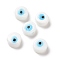Handmade Evil Eye Lampwork Beads, Flat Round, White, 11.5~12x5.5mm, Hole: 1~1.2mm