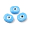Handmade Evil Eye Lampwork Beads, Oval, Light Sky Blue, 16~17x20~21x8~11mm, Hole: 3~3.5mm
