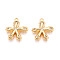 Brass Micro Pave Cubic Zirconia Pendants, Flower Charms, Long-Lasting Plated, Nickel Free, Real 18K Gold Plated, Clear, 19~19.5x18x4mm, Hole: 1.5mm