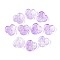 Baking Painted Transparent Glass Bead Caps, Flower, with Glitter Powder, Lilac, 11.5x12x3.5~4mm, Hole: 1.2mm, about 1750pcs/1000g