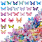100Pcs 3D Butterfly Organza Rinestone Face Eye Stickers, for Women Girls Eye Makeup Body Decoration, Mixed Color, 33x49x3mm