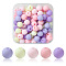 70Pcs Rubberized Style Acrylic Beads, Round, Lilac, 8x7.5mm, Hole: 1.6mm