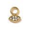 Ion Plating(IP) 304 Stainless Steel with Rhinestone Charms, Real 14K Gold Plated, Horse Eye Charm, Crystal, 7x6x1.5mm, Hole: 2.5mm