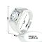 Fashionable Unisex Brass Micro Pave Clear Cubic Zirconia Solitaire Ring, Adjustable Rings, Platinum, Inner Diameter: 18mm