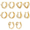 5 Pairs 5 Style Brass Micro Pave Clear Cubic Zirconia Hoop Earrings, Lead Free & Cadmium Free, Long-Lasting Plated, Real 18K Gold Plated, 13~14x12.5~14.5x4~5.5mm, 1 pair/style