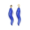 Handmade Lampwork with Brass Pendants, Horn of Plenty Charms, Royal Blue, 35~40x9.5~13.5x8.5mm, Hole: 4.5x3mm