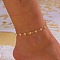 Flower Brass Enamel Link Anklets, White, 9-7/8 inch(250mm)