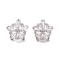 Rack Plating Flower Brass Micro Pave Clear Cubic Zirconia Stud Earrings, Lead Free & Cadmium Free, Long-Lasting Plated, Flower, Platinum, 13x13.5mm